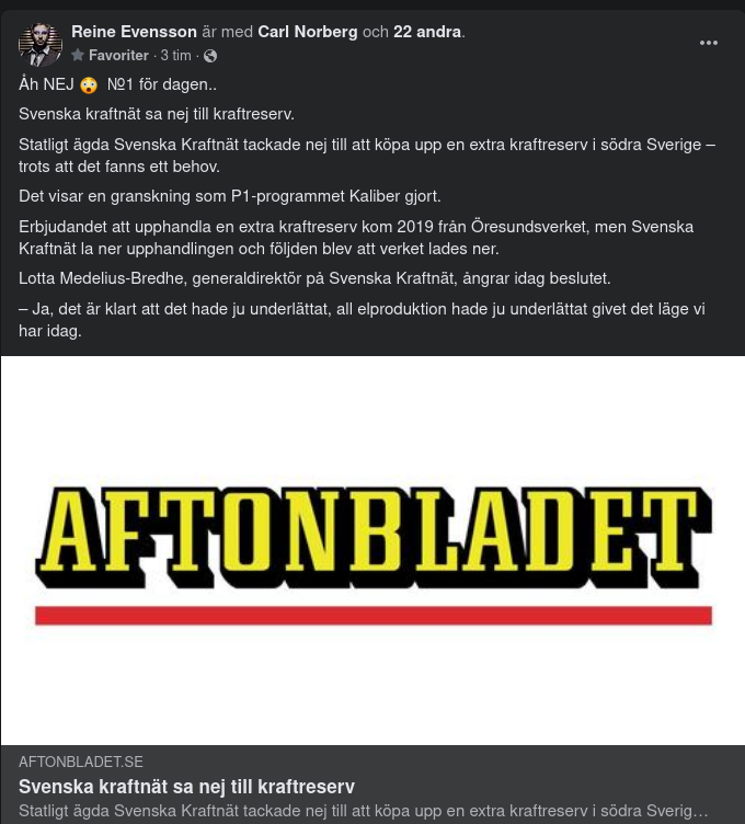 Kraftreservsnekande Svenska Kraftnät