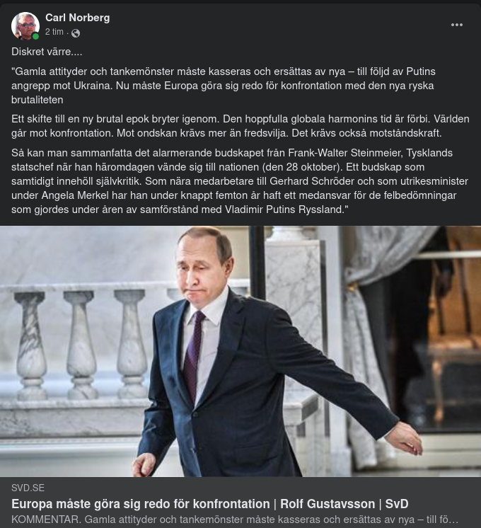 Krav På Europeisk Konfrontationsförberedelse I SvD