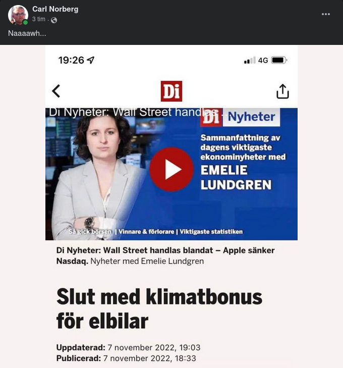 Elbilsklimatsbonusslut