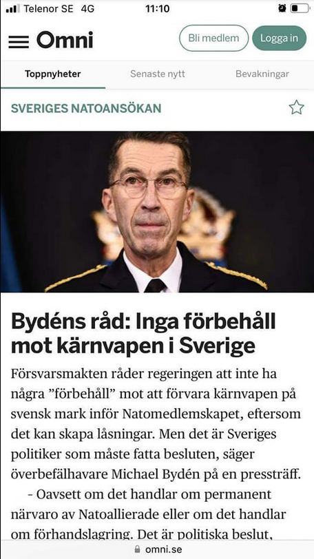 ÖB Råder Regeringen Att Inga Kärnvapenförbehåll Ha
