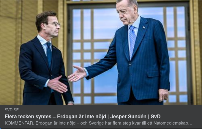 SvD Ser Tecken På Missnöjd Erdoğan