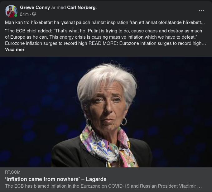 Lagarde Om Putins Ögon & Den Ingenstanskommande Ifrån Inflationen