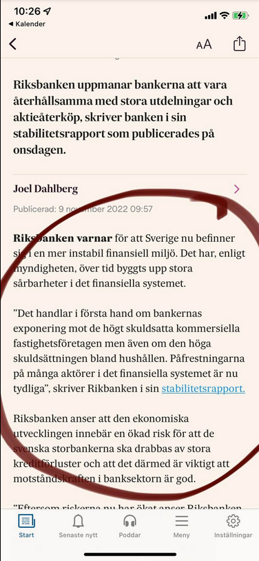 Återhållsamhetsuppmanande Riksbank