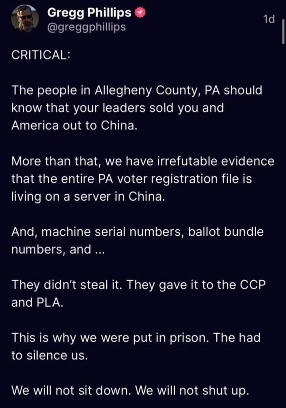 Pennsylvania, Valet & Kina