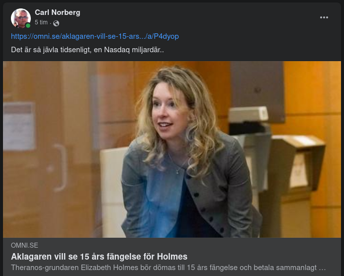 Åklagaren Yrkar På 15 År För Holmes - Theranos-Grundare
