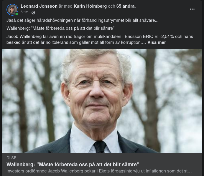 Wallenberg Måste Förbereda Oss På Att Det Blir Sämre