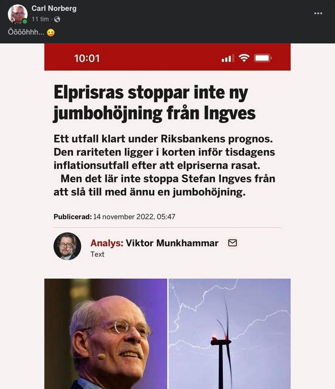 Elprisdeflation & Jumbohöjande Ingves