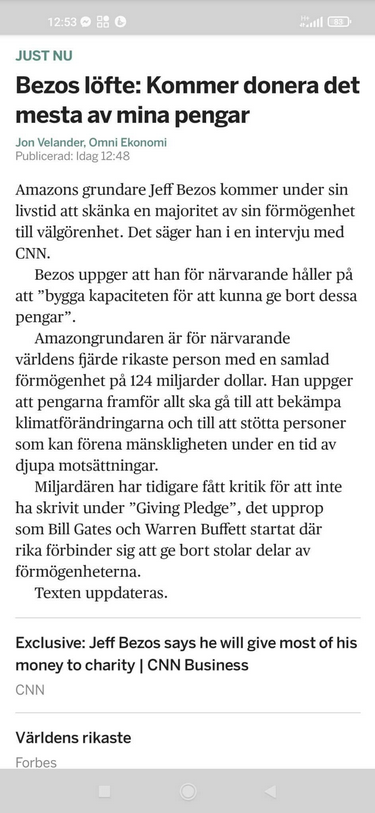 Pengadoneringslovande Bezos