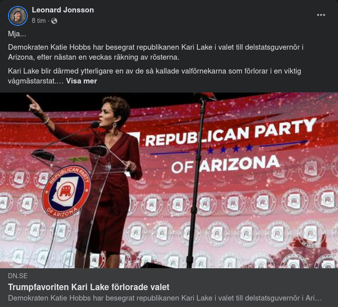 Kari Lake Har Förlorat I DN