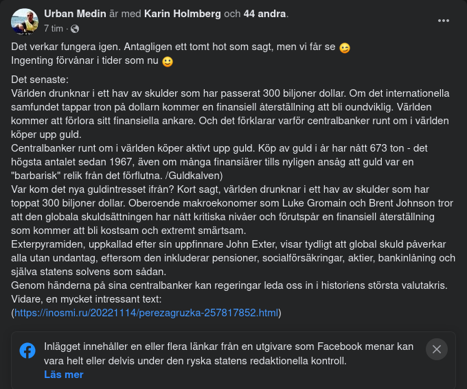 Global Skuld & Centralbanksköpt Guld