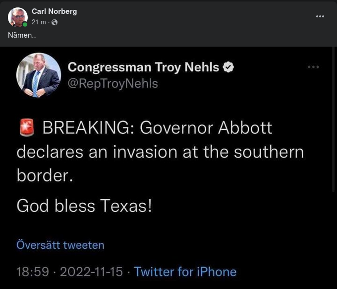 Guvernören Deklarerar Texas Invaderat