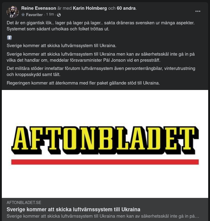 Sverige Ska Skicka Luftvärnssystem Till Ukraina