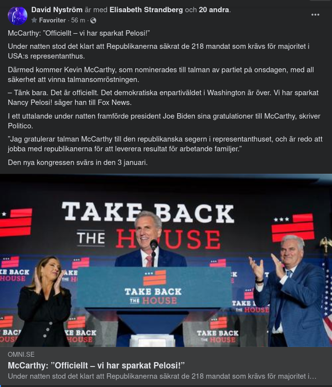 Officiellt Sparkad Pelosi