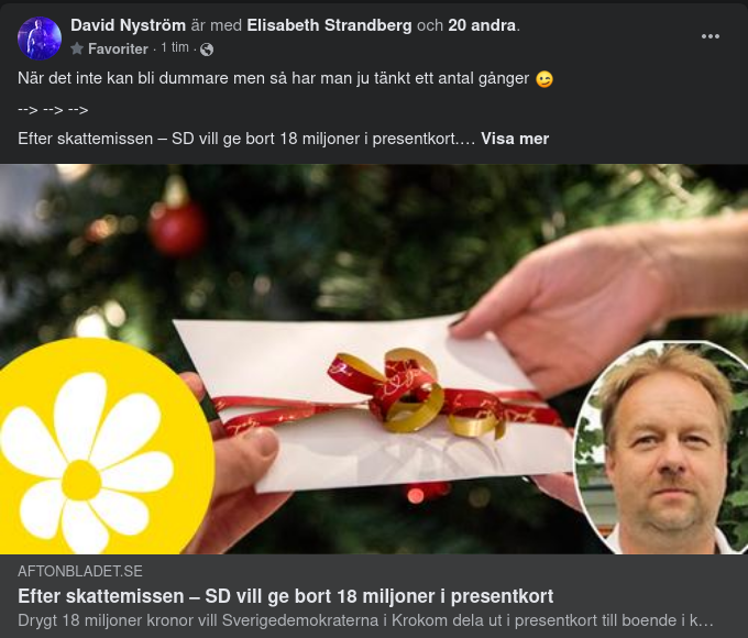 Skatteåterbäringspresentkort Från SD?