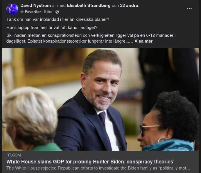 Vita Huset Hävdar Konspirationsteorier Angående Hunter