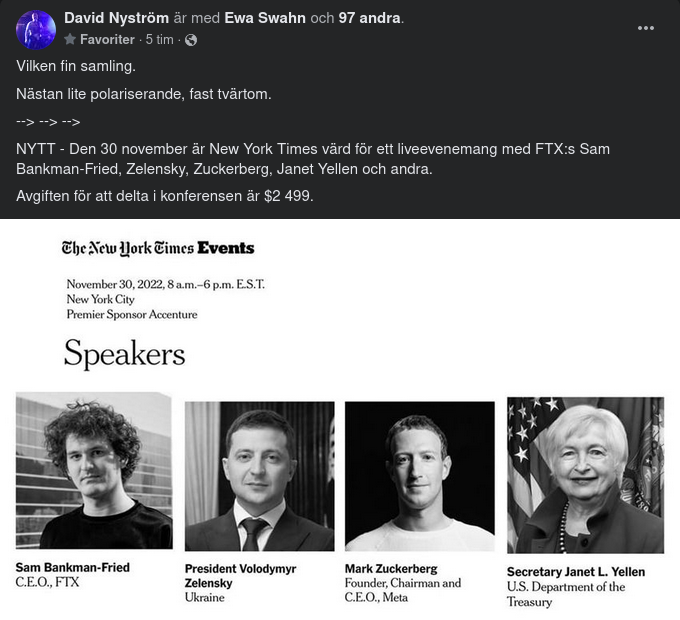 Tänkta Talare I New York 30/11