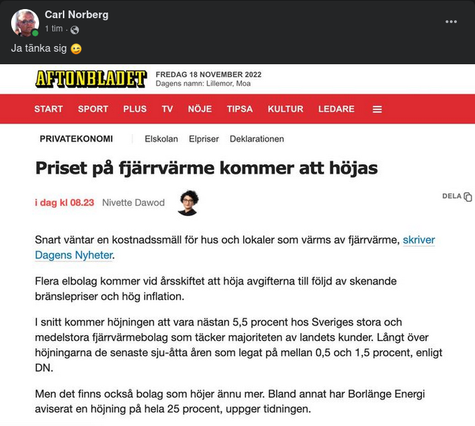 Dyrare Fjärrvärme
