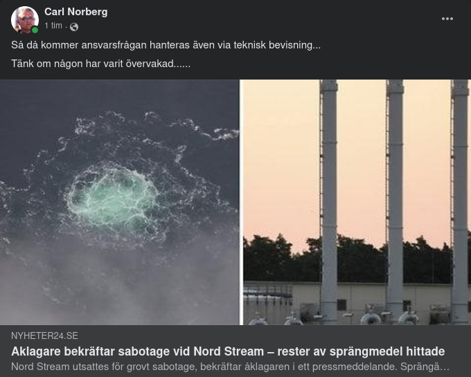Sprängmedelsrester Funna Vid Nord Stream