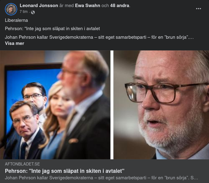 Liberale Pehrson Är Ingen Avtalsskitinsläpare