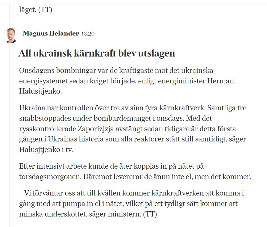 Utslagen Kärnkraft I Ukraina