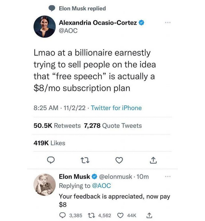 AOC & Musk Twittrar