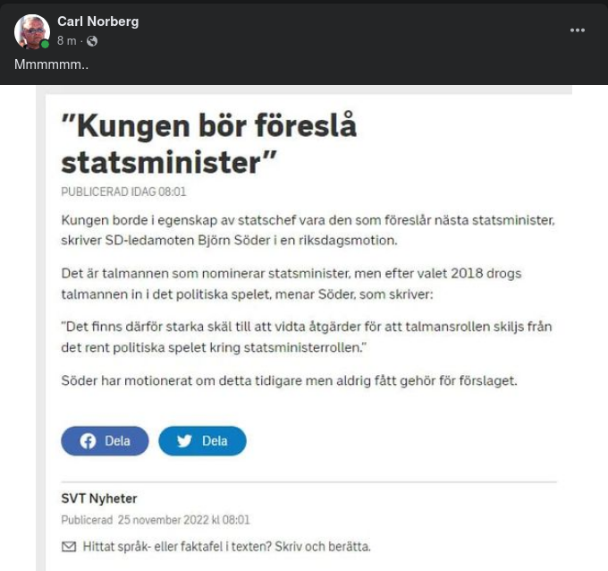 Kungligt Statsministerförslag?..