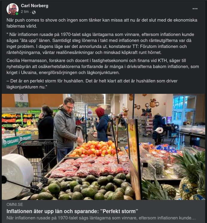 Oklara Inflationdrivkrafter  För KTH-Forskare &  Docent & Perfekt Hushållsstorm