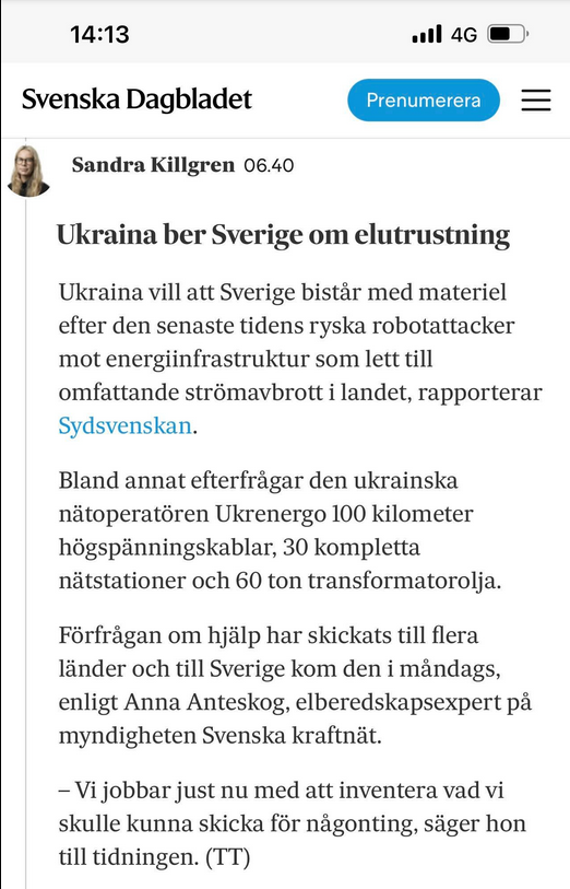 Zelensky Önskar Svensk Elutrustning Till Jul