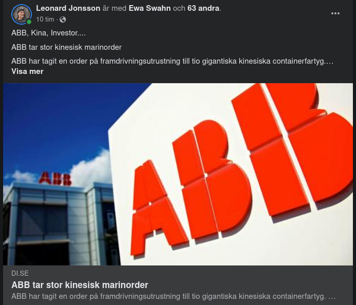 ABB Tar Kinesisk Marinorder