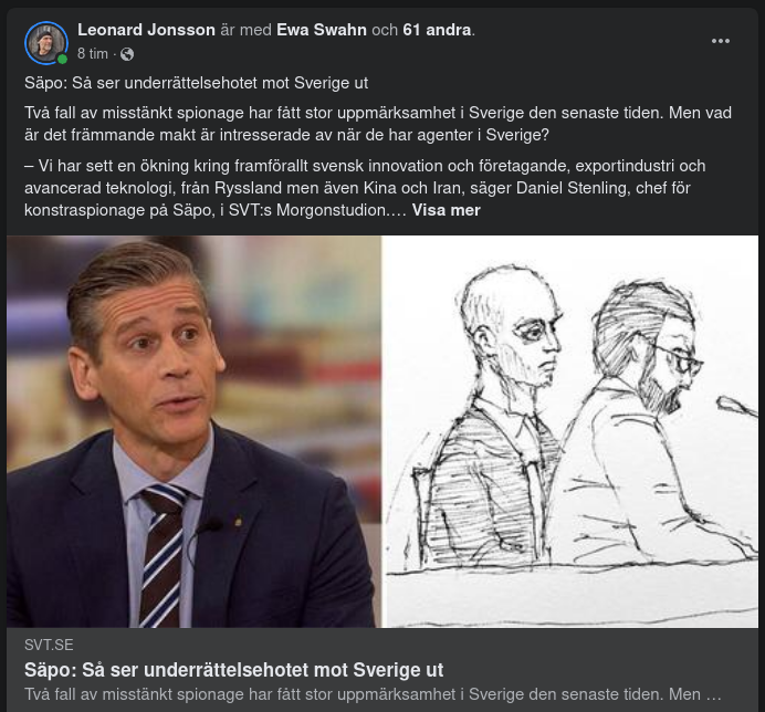 Underrättelsehotet Mot Sverige Enligt Säpo