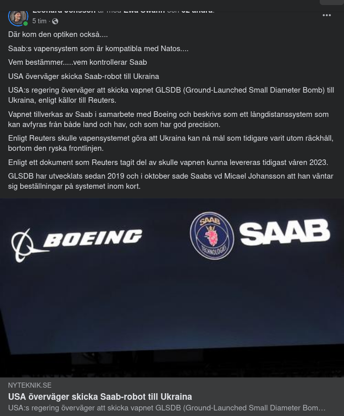 SAAB-Robot Till Ukraina Från USA?.