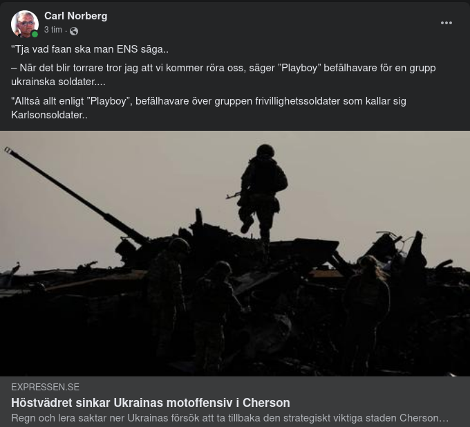 "Playboy": Befälhavare Över Frivilliga Karlsonsoldater Tror I Expressen