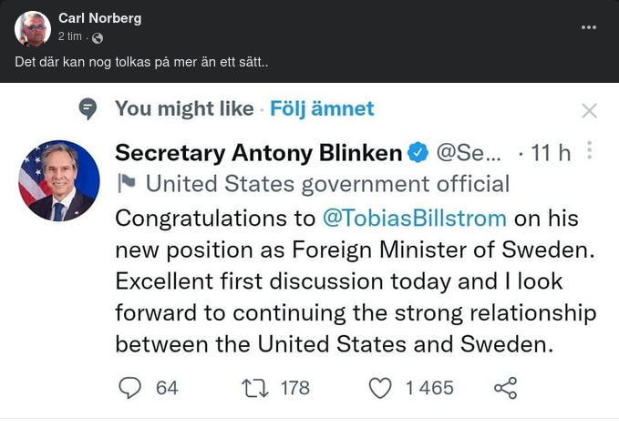 Billstömsberömmande Blinken