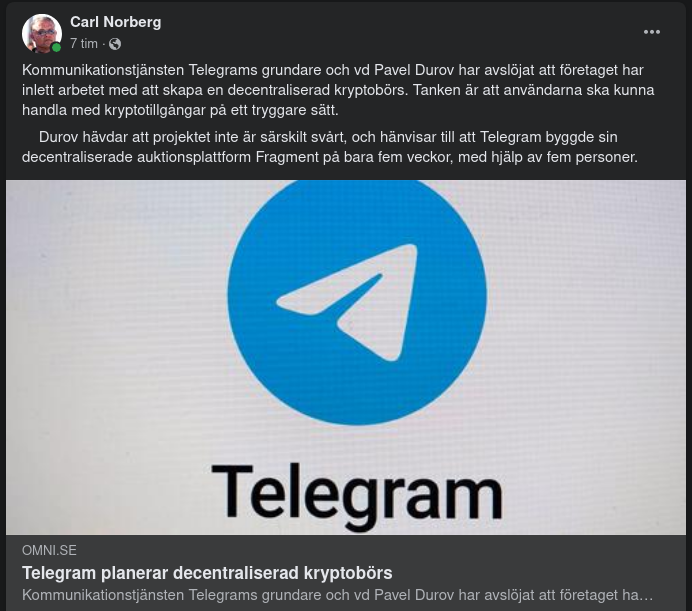 Telegram Arbetar På En Decentraliserad Kryptobörs
