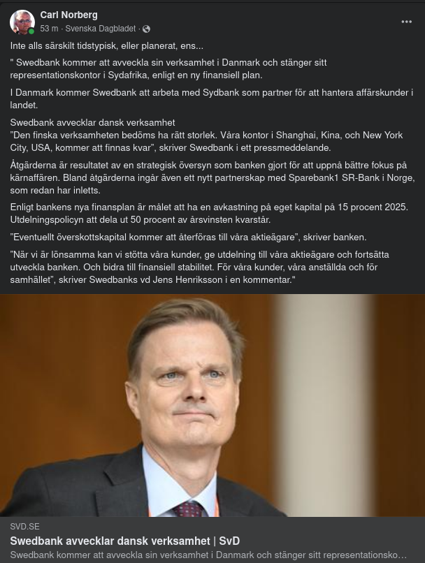 Swedbank Stänger I Danmark