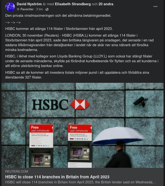 HSBC Stänger 114 Filialer I Storbritannien