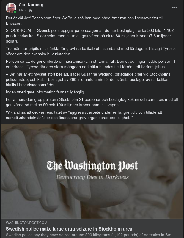 Svenskt Knarkbeslag I WaPo