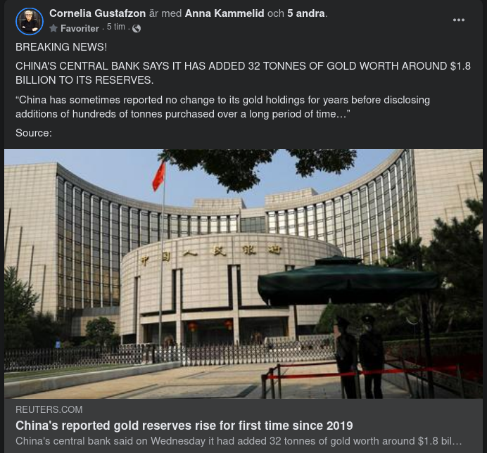 Kina Ökar Sin Guldreserv