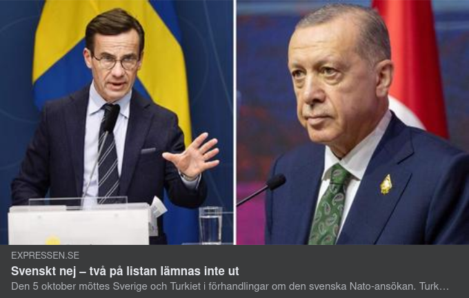 Svenskt Nej Till Två På Turkisk Lista
