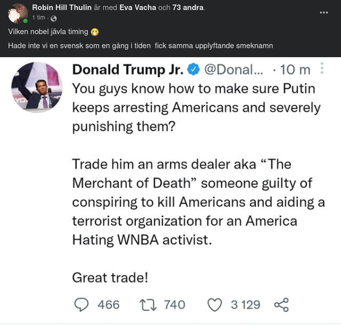 Nobelt Från Trump Jr.