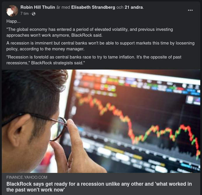 Recession Som Aldrig Förr Kommer Enligt Black Rock