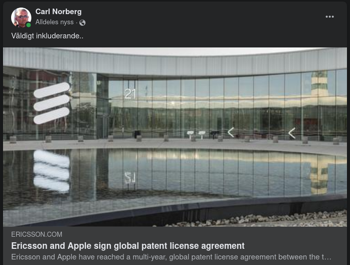 Ericsson & Apple Sluter Globalt Patentlicensavtal