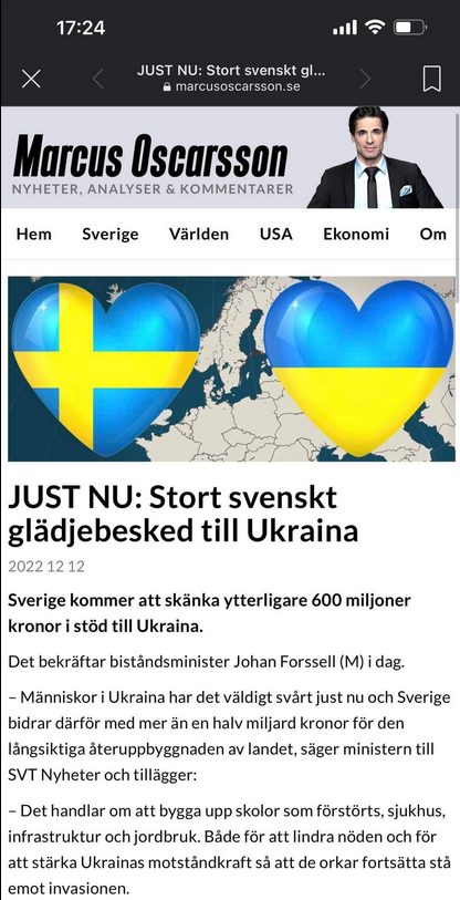 Ytterligare 600 Svenska Miljoner Till Ukraina