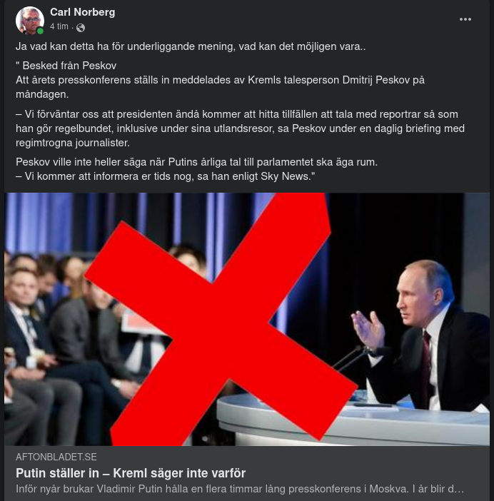 Putin Ställer In Utan Förklaring