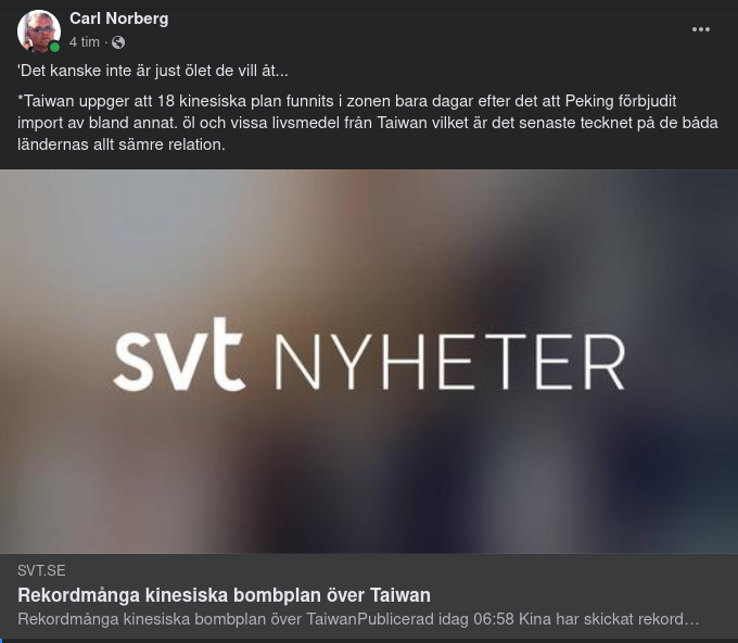 Många Kinesiska Bombplan Över Taiwan