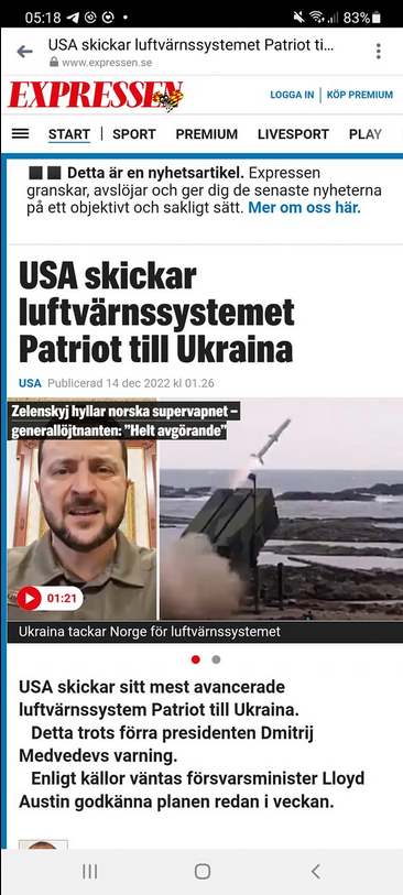 USA Skickar Patriot Till Ukraina