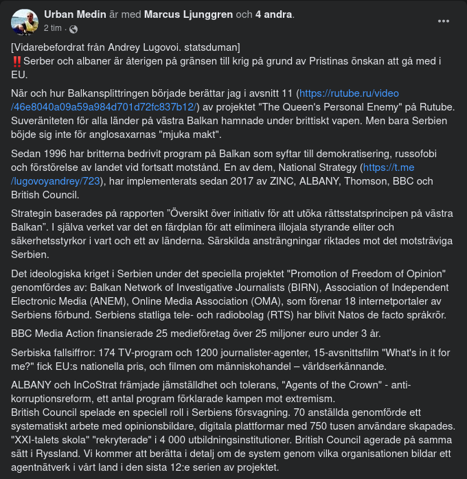 Ryskt Om Medial Balkansplittringsinsats