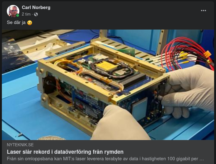 Lasrat Dataöverföringsrekord Från Rymden