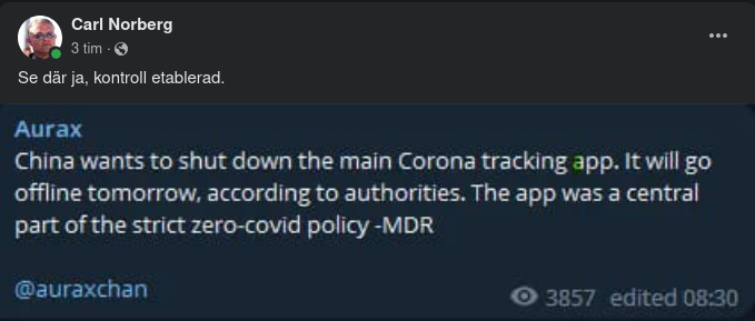 Kina Stänger Coronaspårningsapp