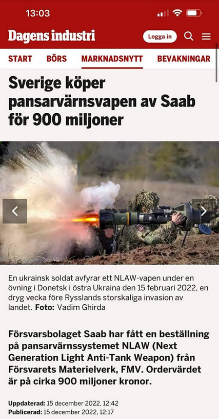 Svenskt Optiskt Tajmat SAAB-Vapenköp